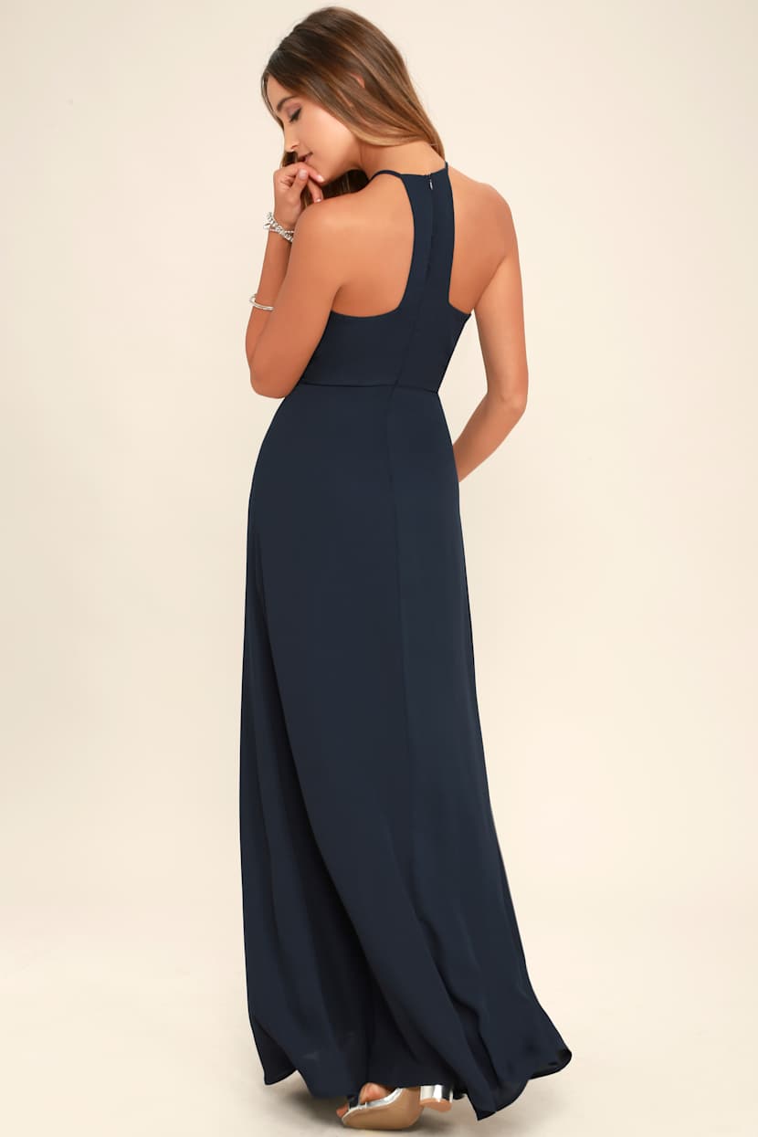 lulus navy maxi dress Navy Blue Sequin Lace-Up Maxi Dress | Womens | X-Small (Available in M, L) | 100% Polyester