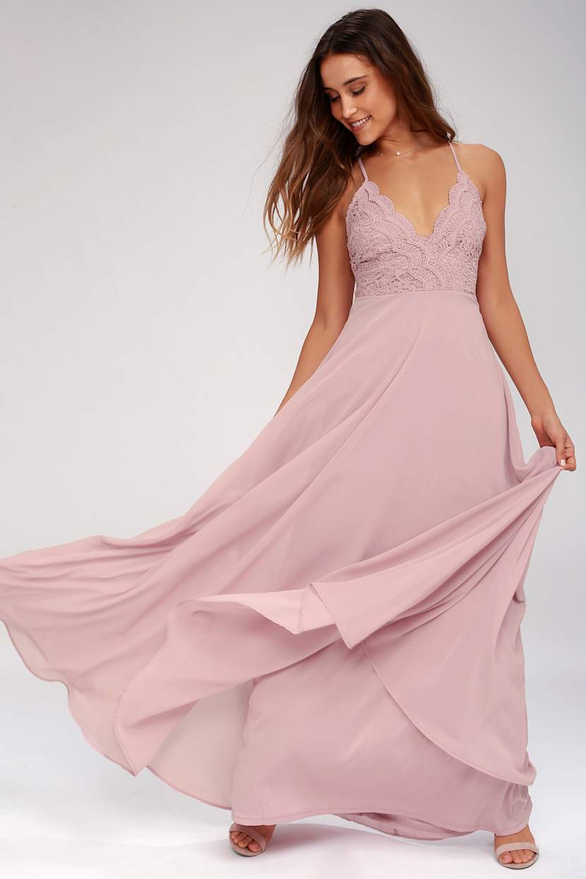 Pretty Maxi Dress - Lace Maxi Dress - Dusty Lavender Dress - Lulus