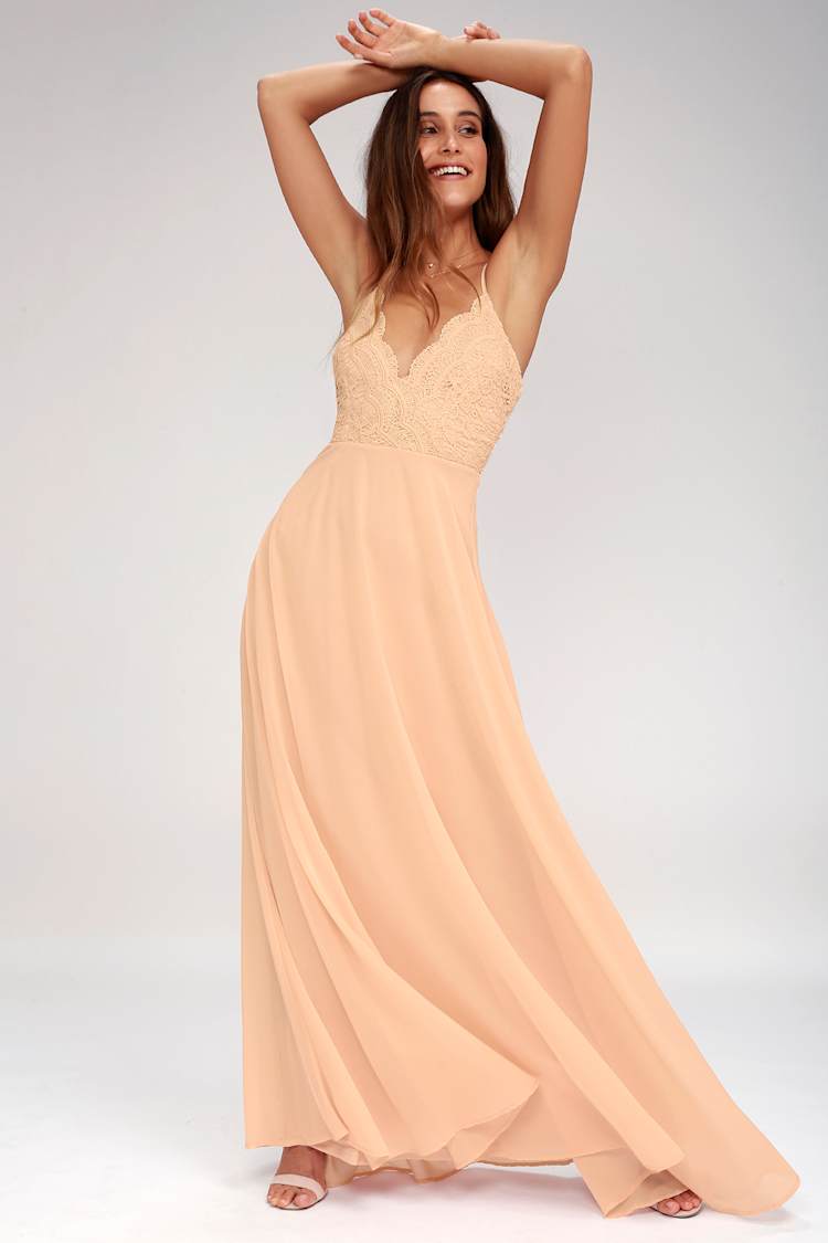 Pretty Blush Maxi Dress - Lace Maxi Dress - Bridesmaid Dress - Lulus