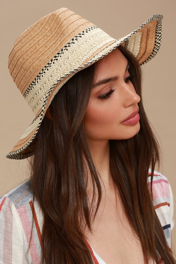Leighton Tan Striped Straw Fedora Hat 5