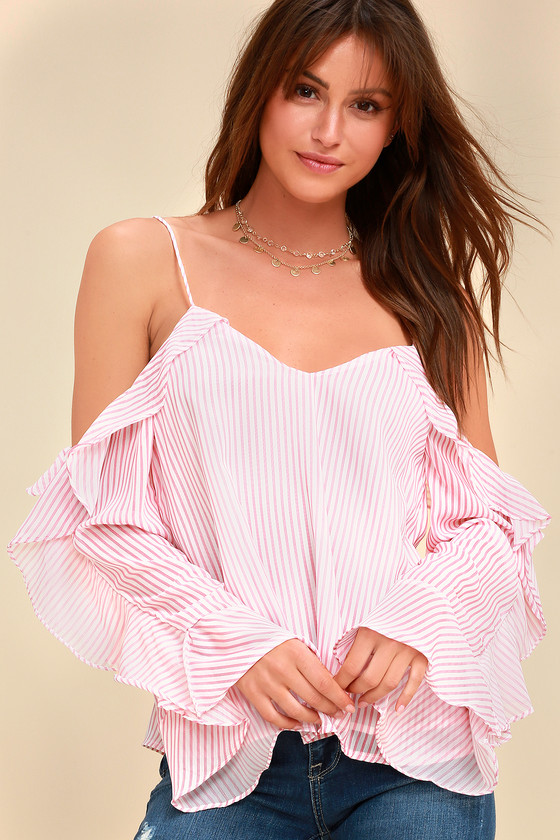 pink over the shoulder top