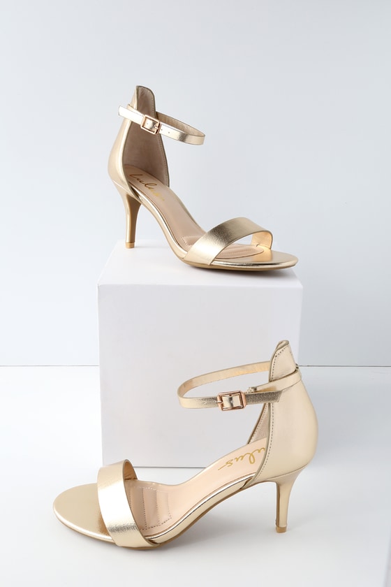 Published Author Gold Ankle Strap Heels