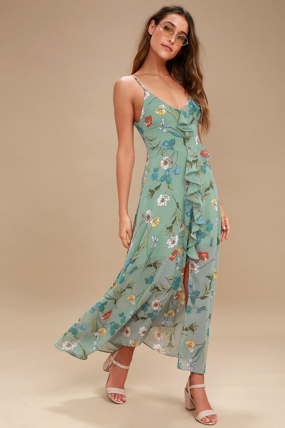 sage green floral dresses