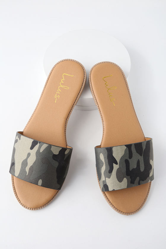 Cute Camo Print Slides - Leopard Print Slide Sandals - Lulus
