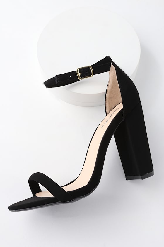 Chopin Black Nubuck Ankle Strap Heels 4