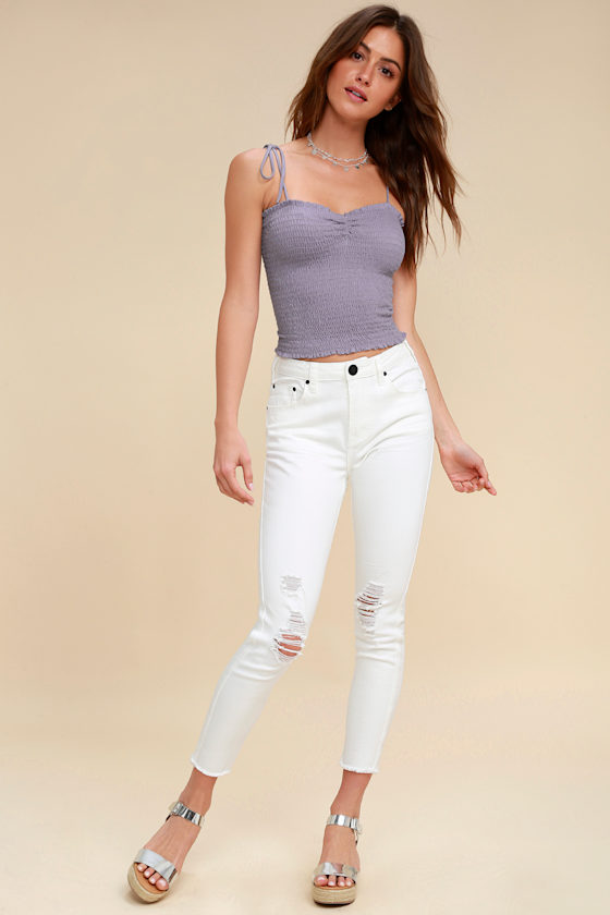 Dorrie Lavender Smocked Crop Top 2