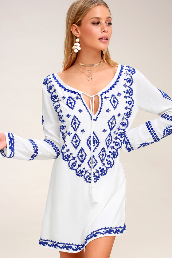Royal Blue and White Dress