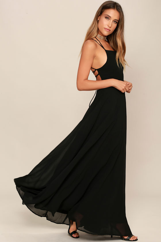 Strappy to be Here Black Maxi Dress 9