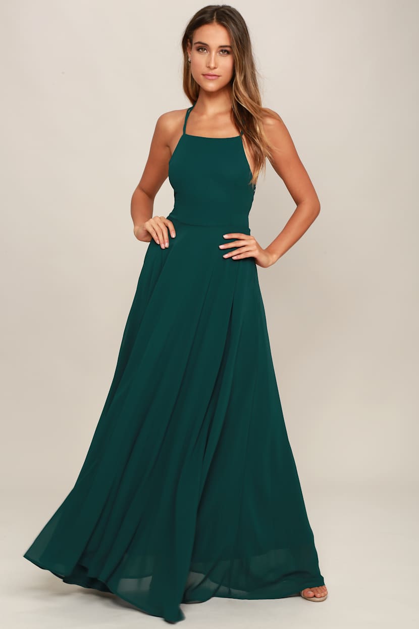 Forest Green Dress - Lace-Up Dress - Backless Dress - Maxi Dress - Lulus