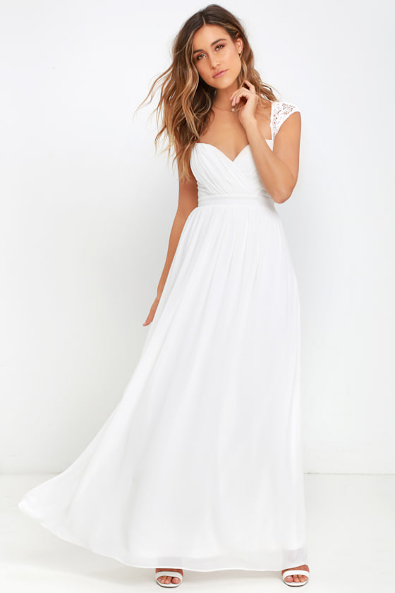 White Dress - Maxi Dress - Lace Gown - $78.00 - Lulus