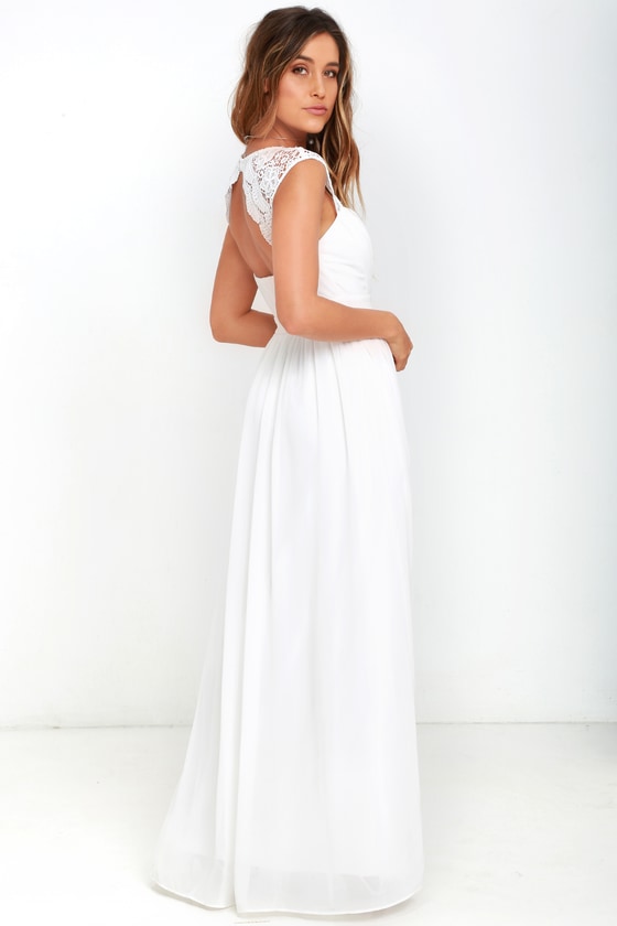 White Dress - Maxi Dress - Lace Gown - $78.00
