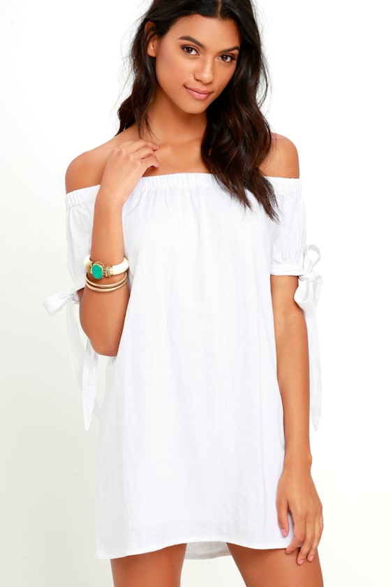 Al Fresco Evenings Ivory Off-the-Shoulder Dress 11