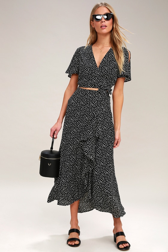 lulus black polka dot dress