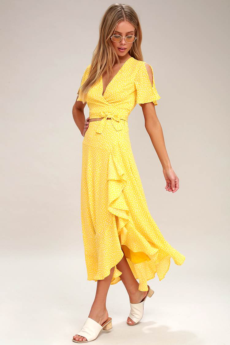 chinese dress ladies Elegant Two Piece Yellow Prom Dress with Lace Top – FancyVestido