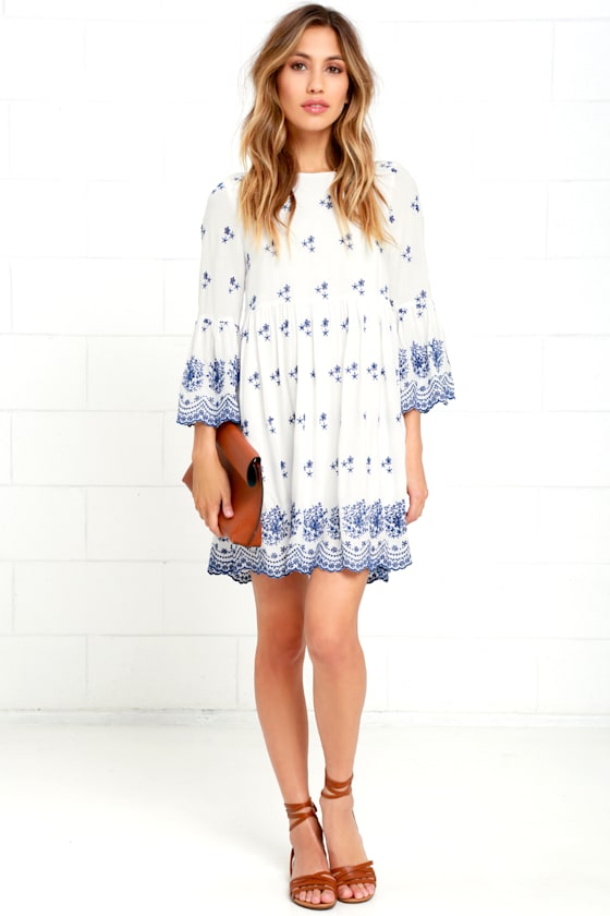 With a Whisper Blue and Ivory Embroidered Dress 8