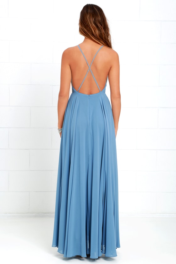 Mythical Kind of Love Slate Blue Maxi Dress