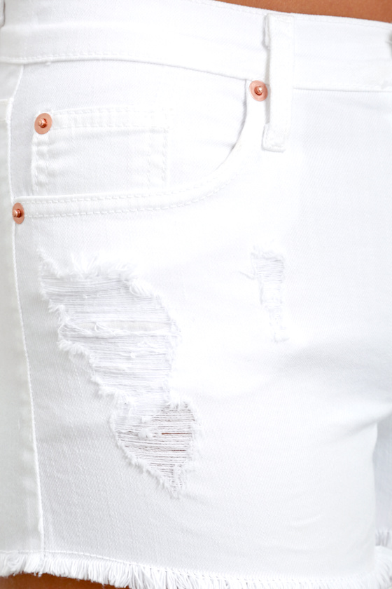 Cool White Shorts - Distressed Shorts - Denim Shorts - $64.00