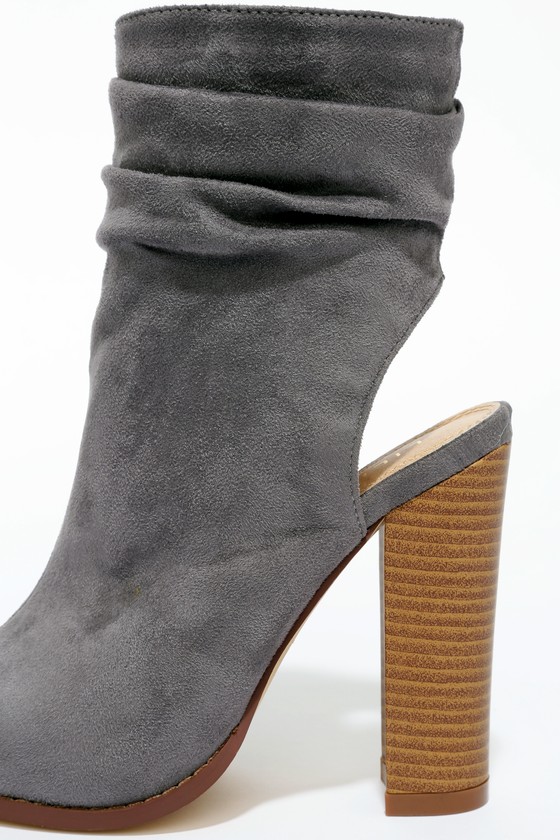 grey open toe bootie