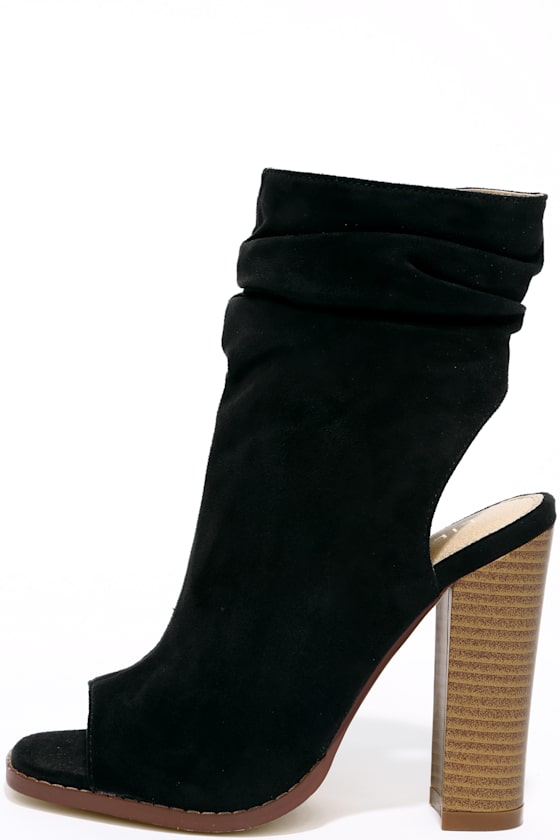 Only the Latest Black Suede Peep-Toe Booties 12