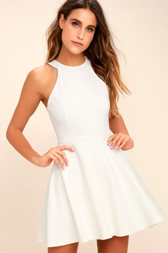 Delightful Surprise Ivory Skater Dress