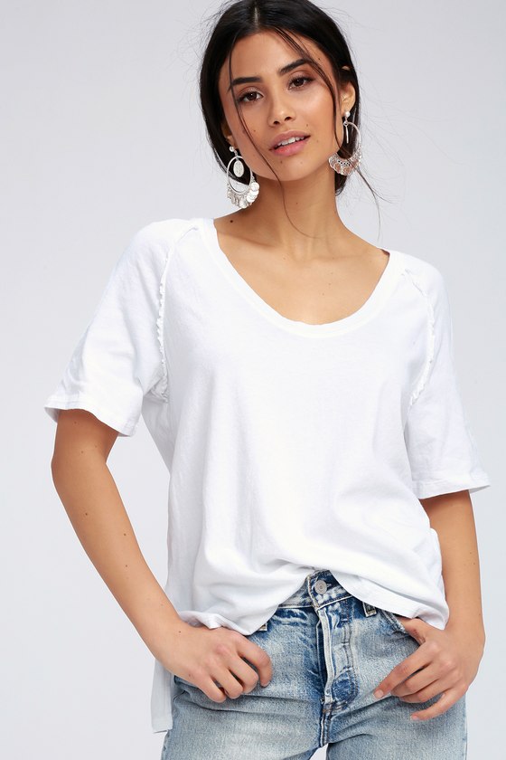 Project Social T - High-Low Tee - White Tee - Oversized Tee - Lulus