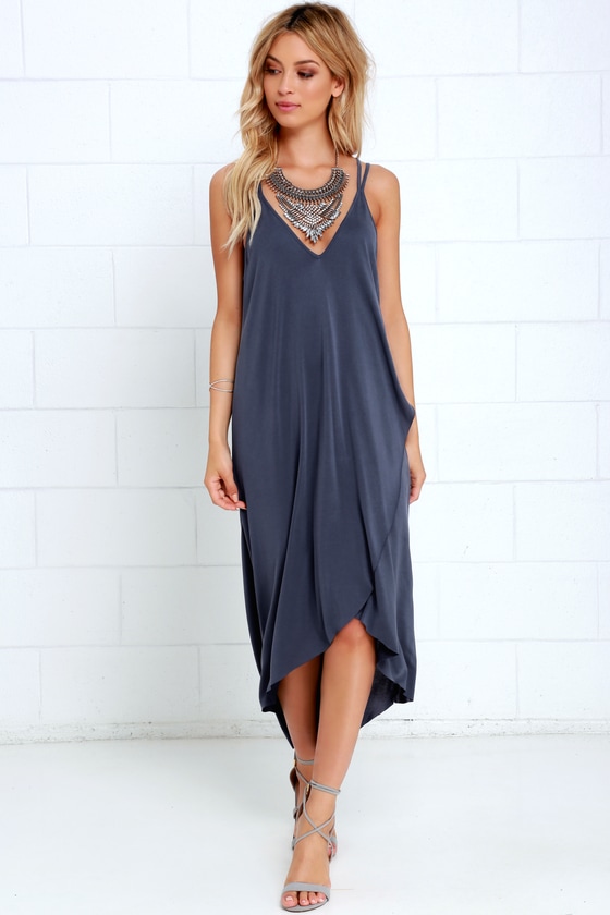 Mood and Melody Washed Blue High-Low Dress - Lulus