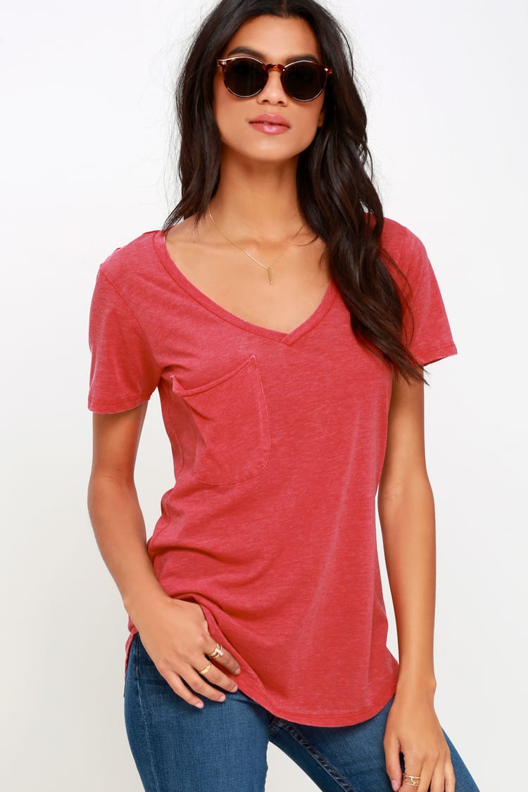 par legemliggøre Danser Washed Red Tee - Red Top - Short Sleeve Shirt - T-Shirt - $29.00 - Lulus