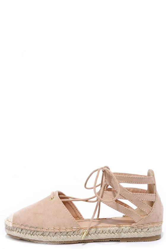Sand Storm Beige Suede Lace-Up Espadrilles 8