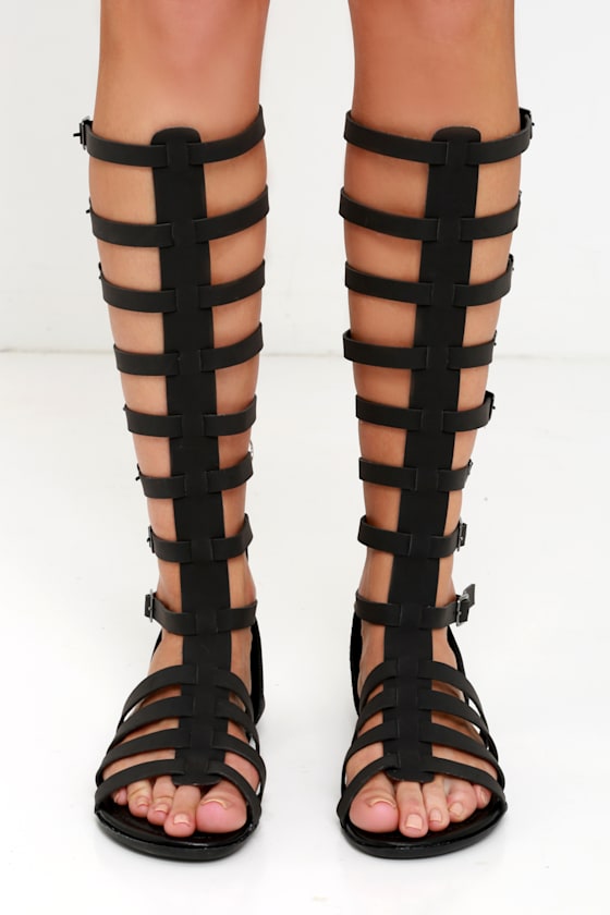 Alexandria Black Tall Gladiator Sandals 6