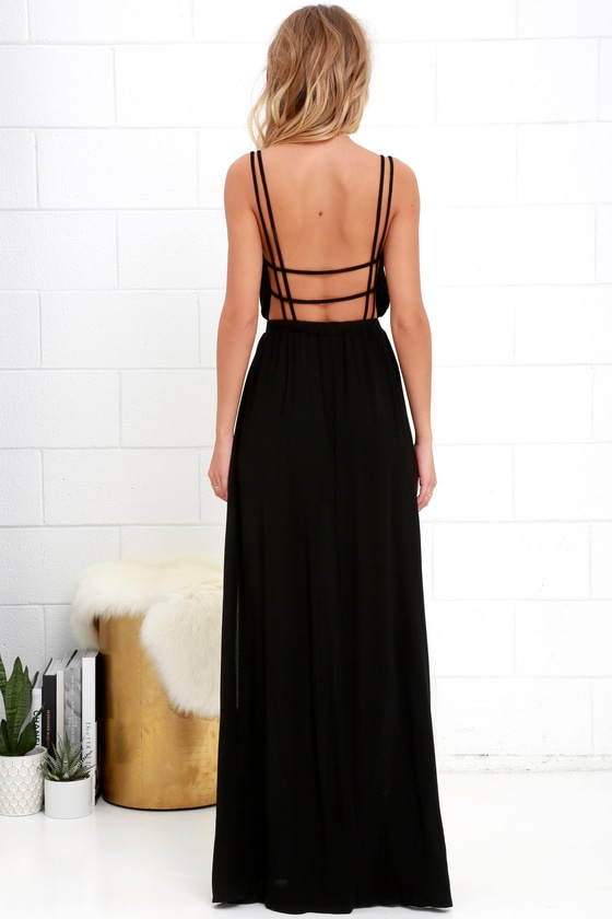 Black Dress - Strappy Dress - Maxi Dress - $54.00