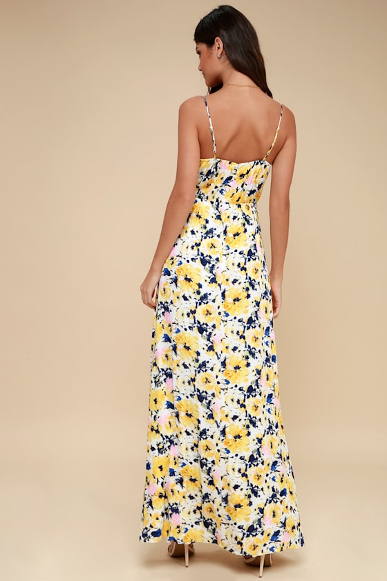 Lovely Yellow Dress - Floral Print Dress - Maxi Dress