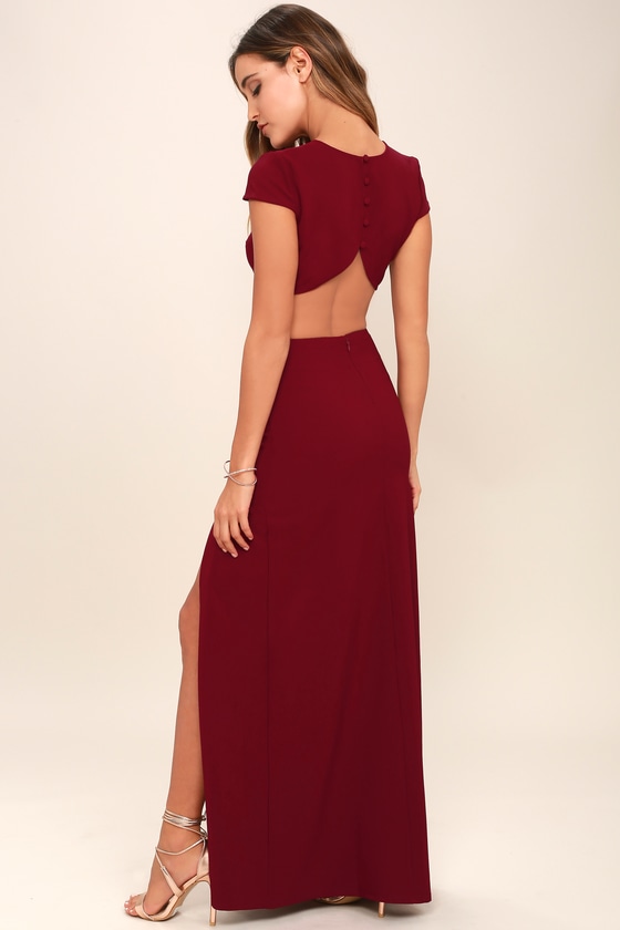 Sexy Wine Red Dress - Maxi Dress - Cutout Dress - Backless Dress - $74.00