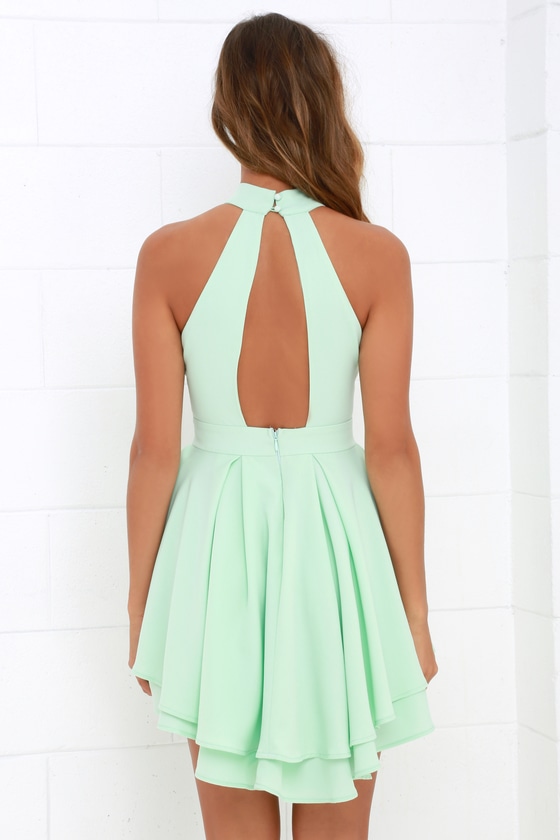 Cute Mint Green Dress - Skater Dress - Backless Dress