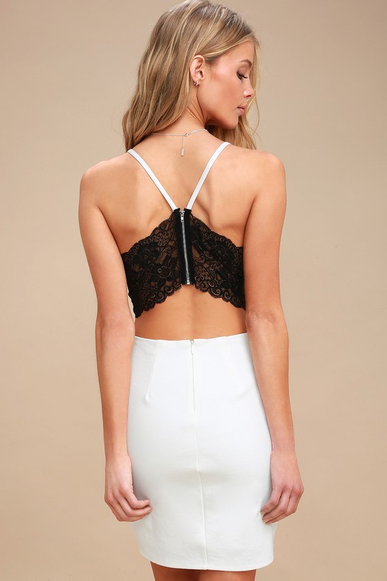 Heartbeat Song Black and Ivory Backless Lace Dress