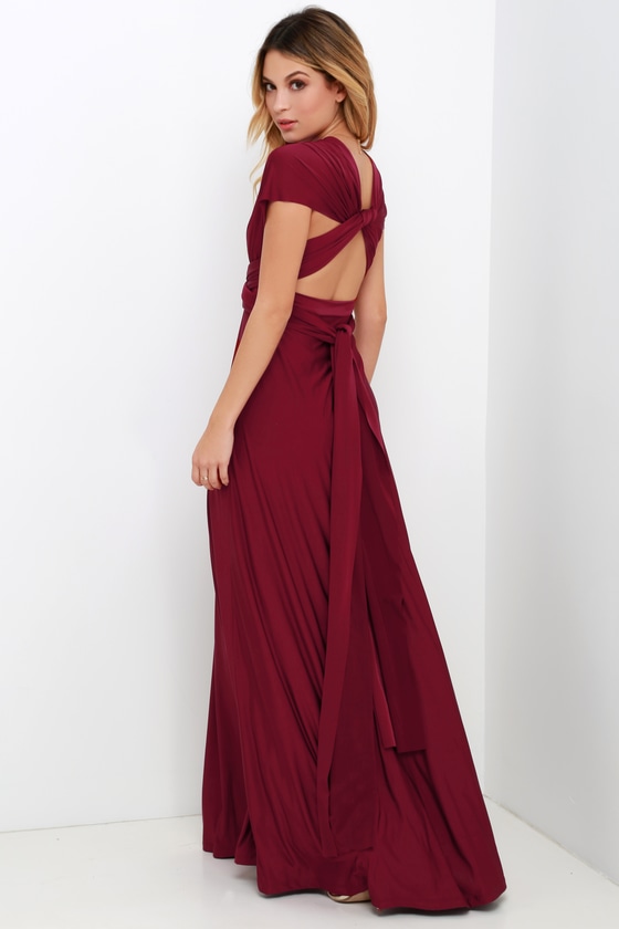 burgundy convertible dress