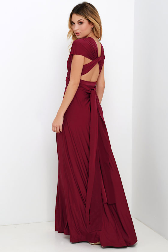 Always Stunning Convertible Burgundy Maxi Dress 10