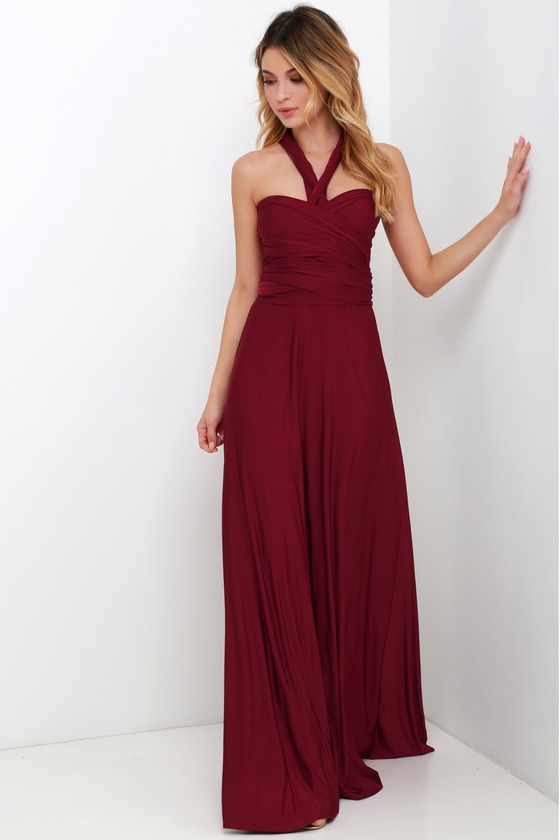 Convertible Dress - Burgundy Maxi Dress - Infinity Dress