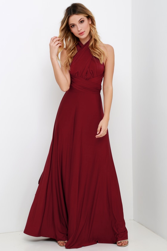 Convertible Dress - Burgundy Maxi Dress - Infinity Dress