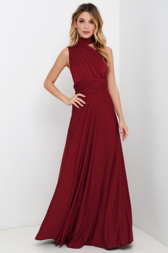 burgundy infinity dress styles