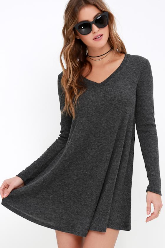 There Goes My Heart Dark Grey Swing Dress 9