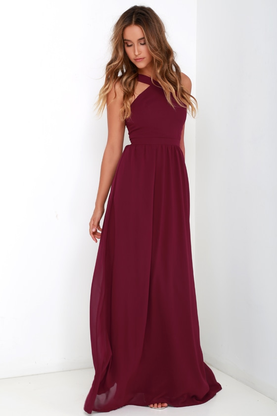 air of romance burgundy maxi dress