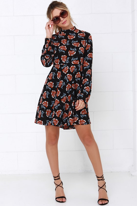 Moon Bloom Black Floral Print Dress 8