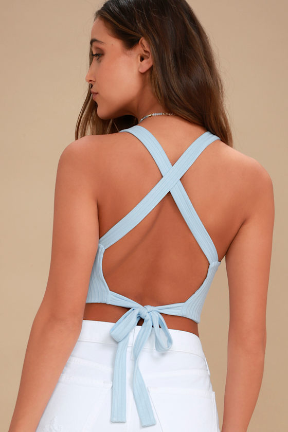 Party Vibes Light Blue Crop Top 4