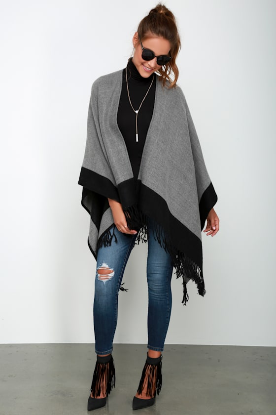 Precipice Palace Black and Grey Poncho 11