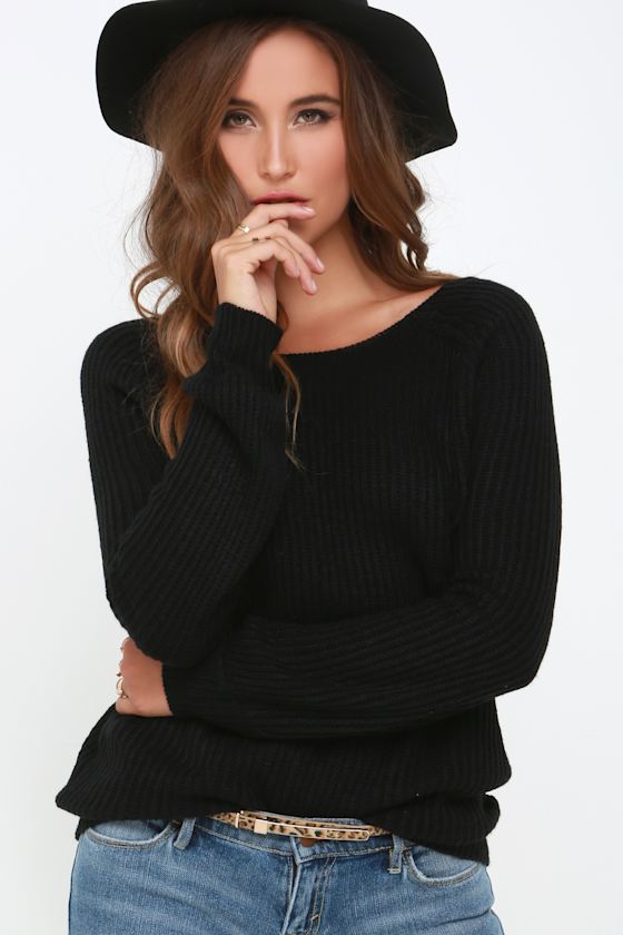 Knit a Chance Black Backless Sweater 9