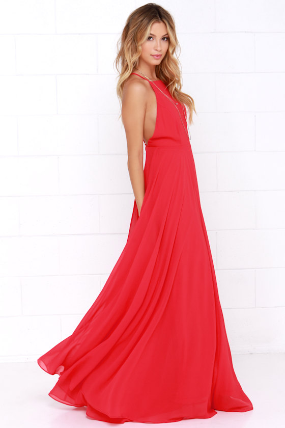 lulu red maxi dress