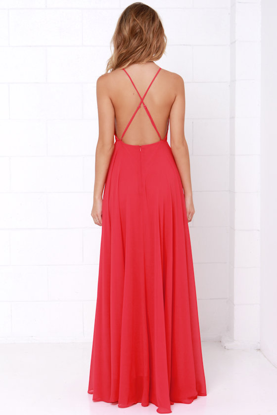 Beautiful Red Dress Maxi Dress Backless Maxi Dress