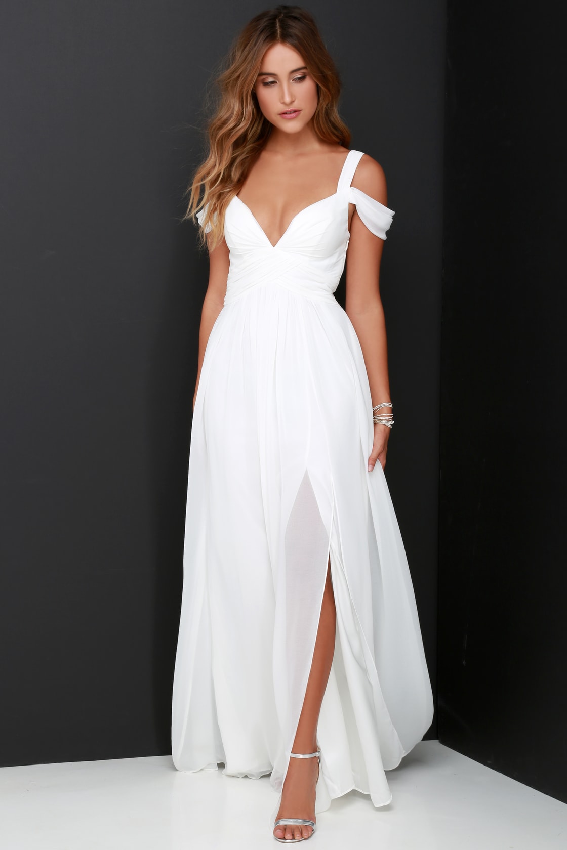 Ocean of Elegance Ivory Maxi Dress | White maxi dresses, Wedding dress ...