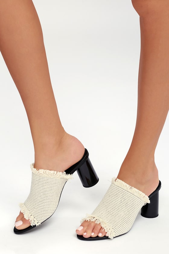 Bacardi Black and White High Heel Mules 4