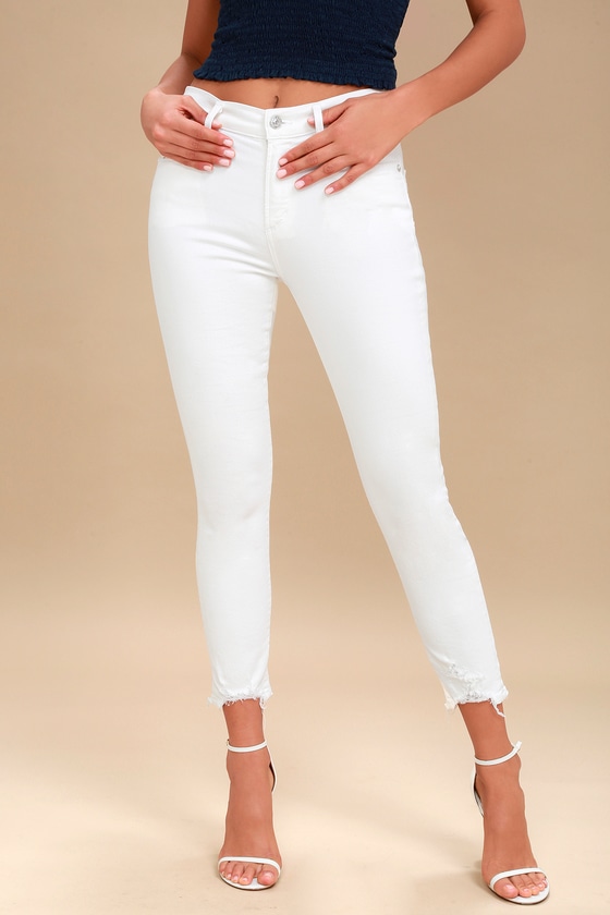 AGOLDE Sophie - White Skinny Jeans - High Rise Cropped Jeans